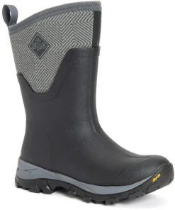 Muck Boots Arctic Ice Mid Wellingtons Black/Grey Geometric