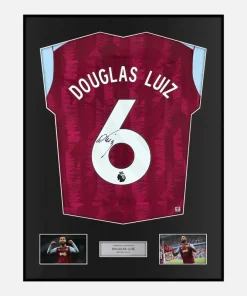Framed Douglas Luiz Signed Aston Villa Shirt 2023-24 Home [Classic]