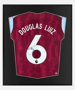 Framed Douglas Luiz Signed Shirt, Aston Villa Home [Lite]