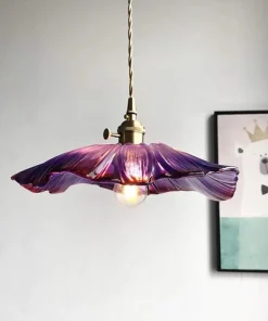 Amethyst Flower Retro Glass Pendant Light