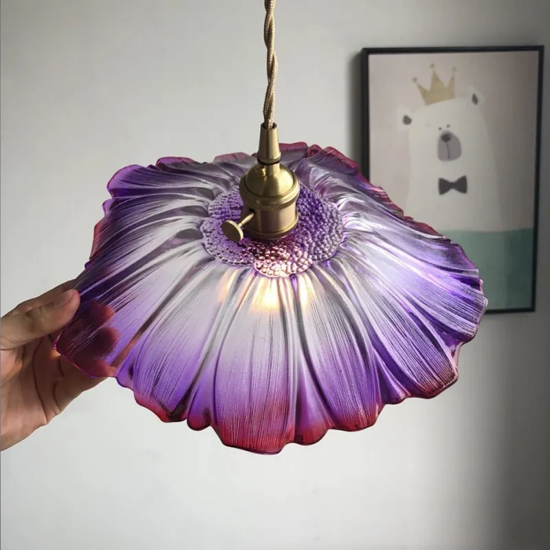 Amethyst Flower Retro Glass Pendant Light - Image 2