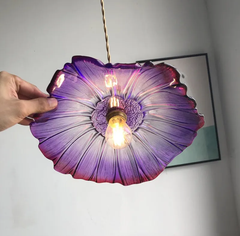 Amethyst Flower Retro Glass Pendant Light - Image 3