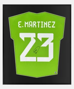 Framed Martinez Signed Shirt, Argentina Goalkeeper Green [Lite]