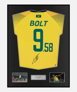 Framed Usain Bolt Signed Jamaica Shirt Olympics [Classic]