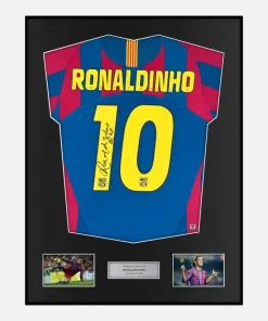 Framed Ronaldinho Signed Barcelona Shirt 2005-06 Final [Classic]
