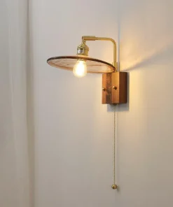 Stained Murano Glass & Wood LED Wall Lamp