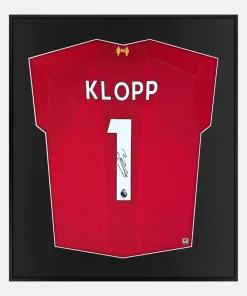 Framed Klopp Signed Shirt, Liverpool Home [Lite]