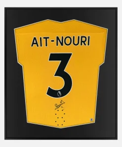 Framed Rayan Ait-Nouri Signed Wolves Shirt, Orange Home [Lite]