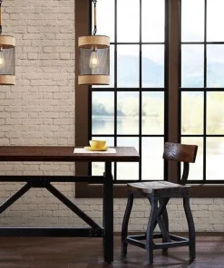 Orion Natural Rope and Metal Mesh Cylinder Pendant