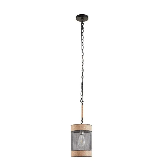 Orion Natural Rope and Metal Mesh Cylinder Pendant - Image 2