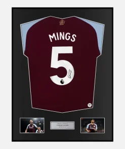 Framed Tyrone Mings Signed Aston Villa Shirt 2023-24 Home [Classic]