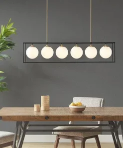 Helena Frosted Glass Globe Linear Chandelier