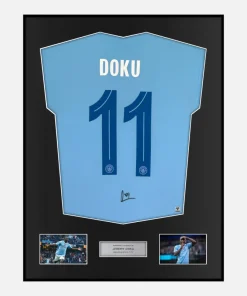 Framed Jeremy Doku Signed Manchester City Shirt [Classic]