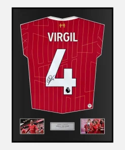 Framed Virgil Van Dijk Signed Liverpool Shirt 2024-25 Home [Classic]