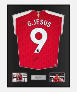Framed Gabriel Jesus Signed Arsenal Shirt 2023-24 Home [Classic]