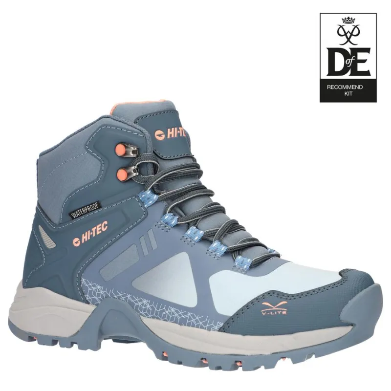 HI-TEC WOMENS V-LITE PSYCH WALKING BOOTS - DARK TURQUOISE/BLUE/PINK