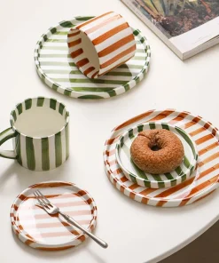 Hand Stripes Plates & Cup