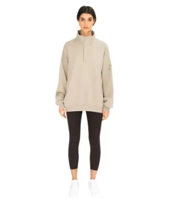 Gym+Coffee Unisex Sweatshirt Snap Collar Sierra Rich Taupe