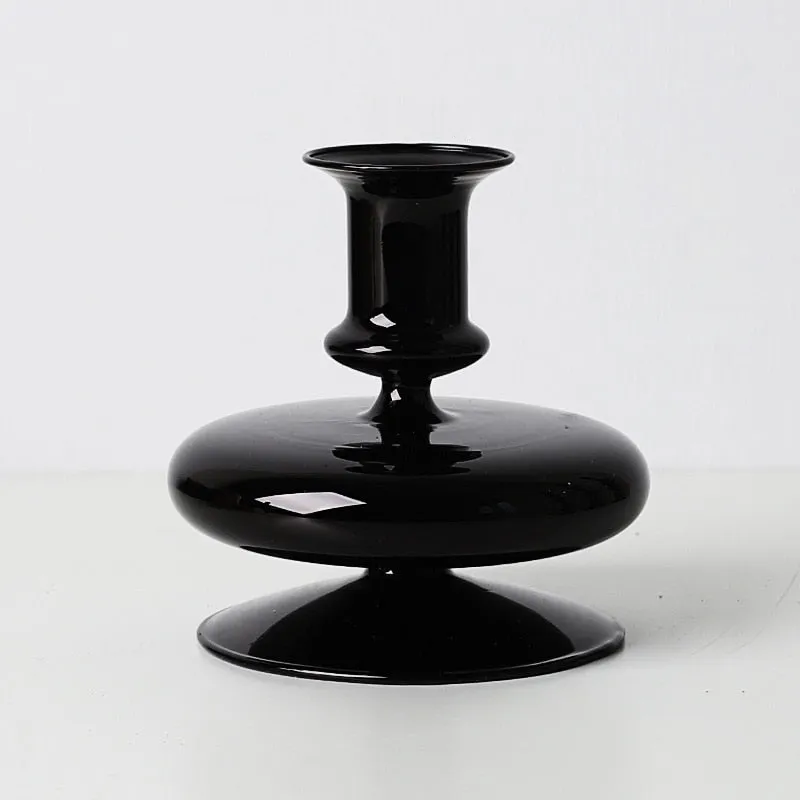 All Black Glass Candle Holders - Image 2