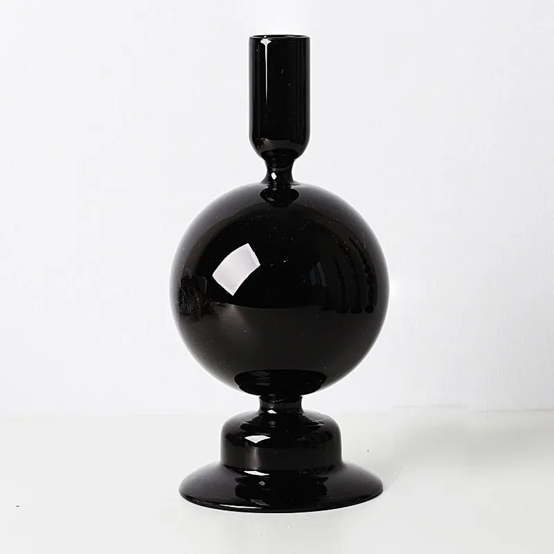 All Black Glass Candle Holders - Image 3