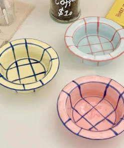 Yogurt Grid Ceramic Bowls