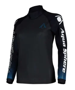 AQUASPHERE WOMENS AQUASKIN V3 TOP - BLK/TURQ