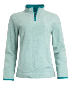 WEIRD FISH WOMENS GEORGINA ECO 1/4 ZIP FLEECE - GREEN