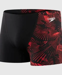 SPEEDO MENS ALLOVER V-CUT AQUASHORT BLACK/RED
