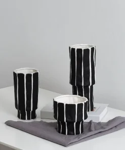Santo Black and White Geometric Ceramic Vase