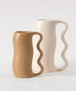 Lavender Cream Wavy Ceramic Vase