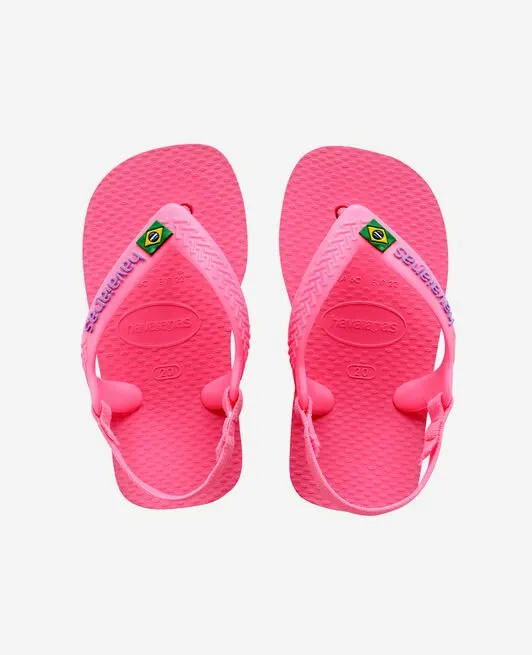 HAVAIANAS TODDLER BRASIL LOGO FLIP FLOPS CRYSTAL ROSE