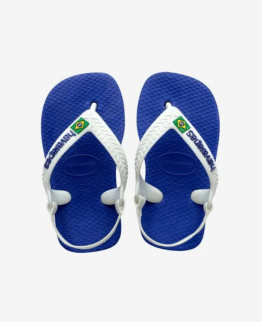 HAVAIANAS TODDLER BRASIL LOGO FLIP FLOPS MARINE BLUE