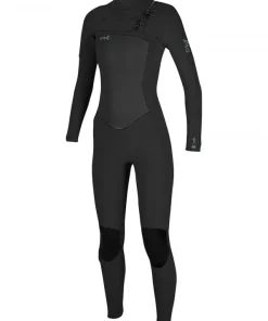 ONEILL WOMENS EPIC 4/3 CHEST ZIP FULL WETSUIT - BLACK/TEAL LOGO