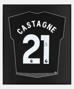 Framed Castagne Signed Fulham Shirt, Black Third away [Lite]