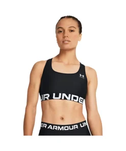 Under Armour Womens Authentics Mid Branded Sports Bra Black/White