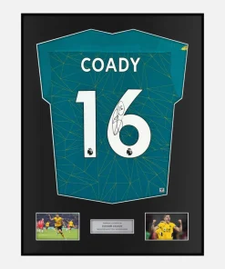 Framed Conor Coady Signed Wolves Shirt 2022-23 Away [Classic]
