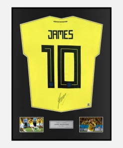 Framed James Rodriguez Signed Colombia Shirt 2018-19 Home [Classic]