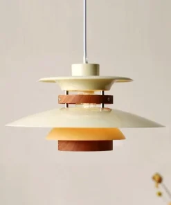 Kira Metal & Wood Layered LED Pendant Light