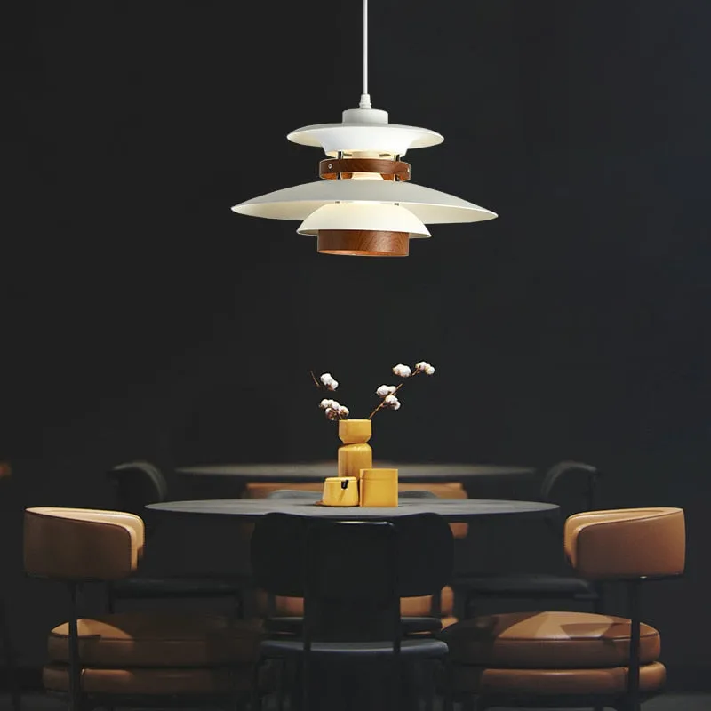 Kira Metal & Wood Layered LED Pendant Light - Image 3