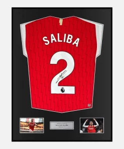 Framed William Saliba Signed Arsenal Shirt 2023-24 Home [Classic]