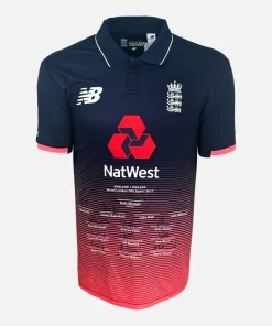 Team Signed England Cricket Shirt 2017 ODI Series [14 Autographs]