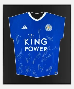 Framed Leicester City Signed Shirt, Full Squad, Home [Lite]