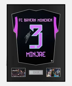 Framed Kim Min-jae Signed Bayern Munich Shirt Away 2023-24 [Classic]