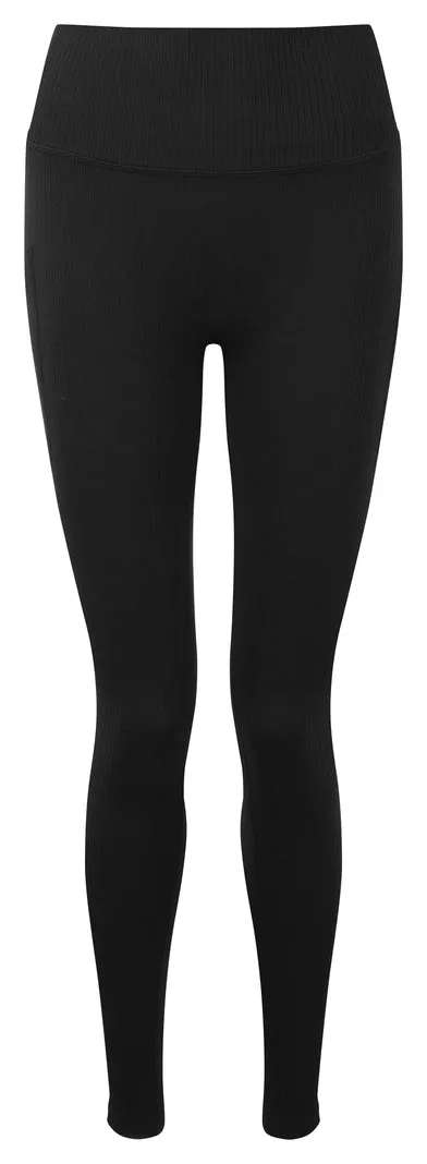 LADIES RIBBED SEAMLESS LEGGINGS - BLACK