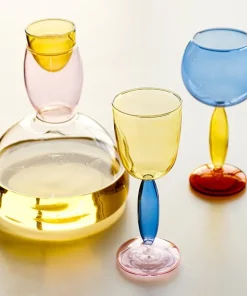 Phillips Colored Glass Goblet & Decanter