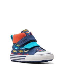 Clarks Boys Trainers Foxing Save Hi T Navy Print