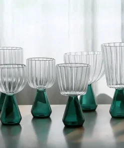 Emerald Cut Ripple Glass Cups