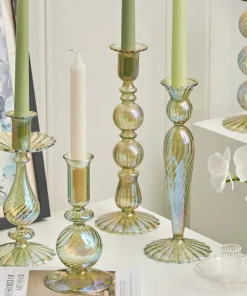 Iris Green Candlestick Holder