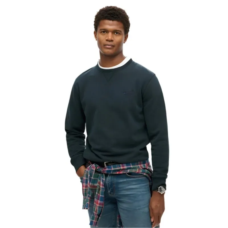 Superdry Mens Essential Logo Crew Sweatshirt Eclipse Navy - Image 2