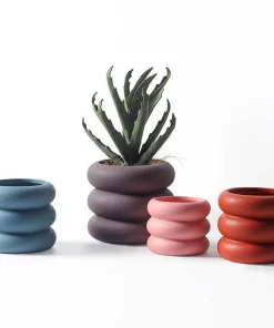 Round Rolls Ceramic Plant Pot - Final Sale
